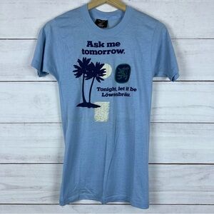 Vintage 80s Lowenbrau Beer Blue Single Stitch T Shirt Small Made In USA